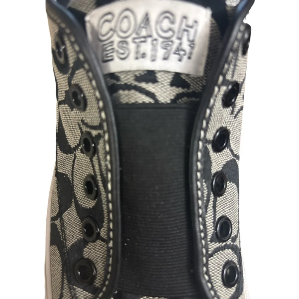 Coach BEV Black Monogram Laceless Slip-On Sneaker Size 9 B - Picture 7 of 9
